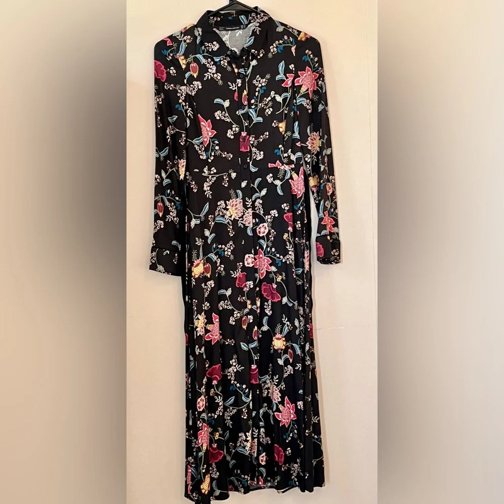 NWOT Elegant Zara trafaluc collection Multicolor Floral Long Sleeve Dress in XS - Picture 2 of 15